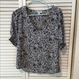 Evereve Black and White Floral Women's Top, NWT